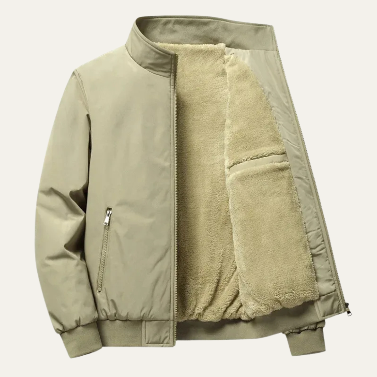 Ezra | Men's Sherpa Fleece Puffer Jacket Black Cream