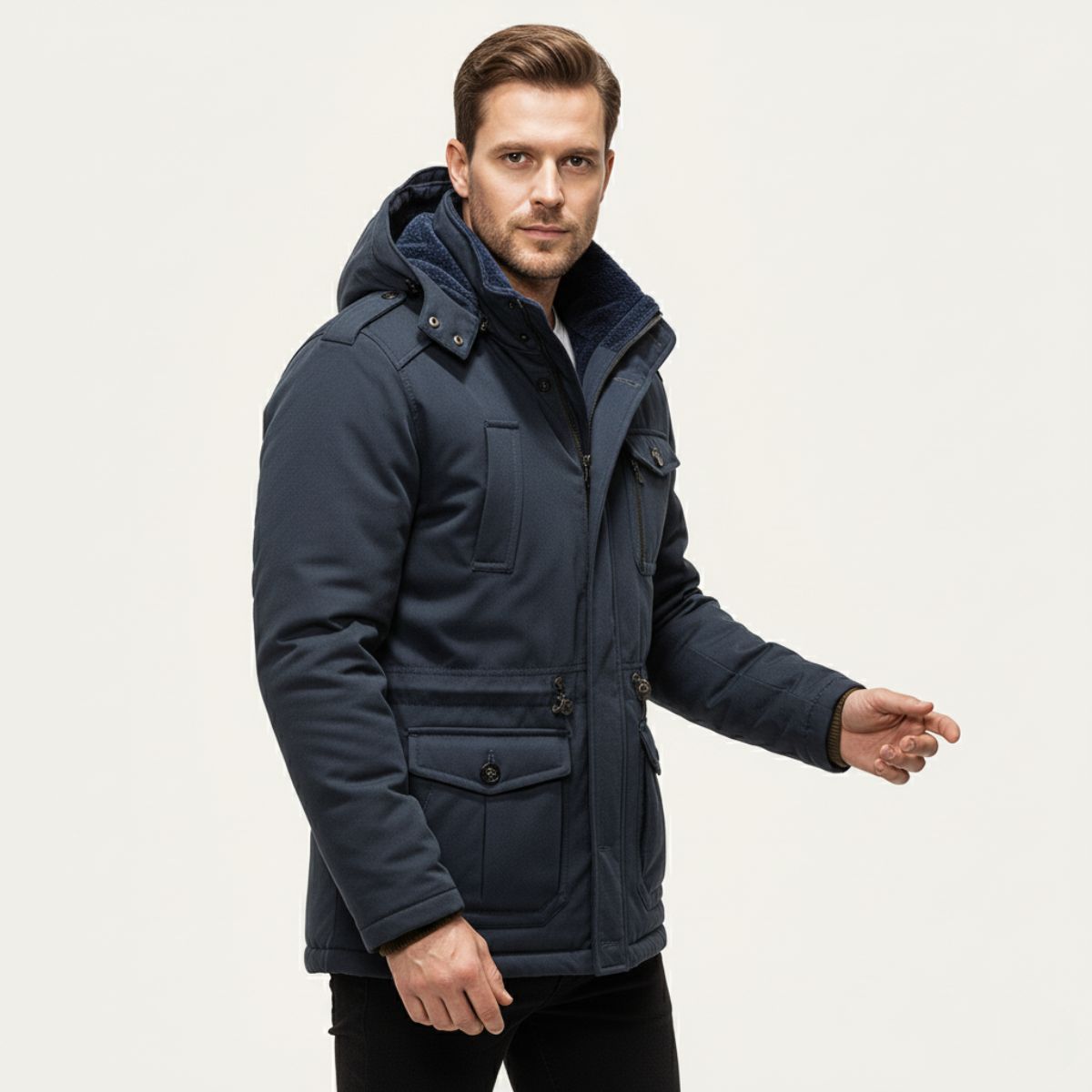 Jaxx | Men's Utility Field Jacket Khaki Hooded Insulated