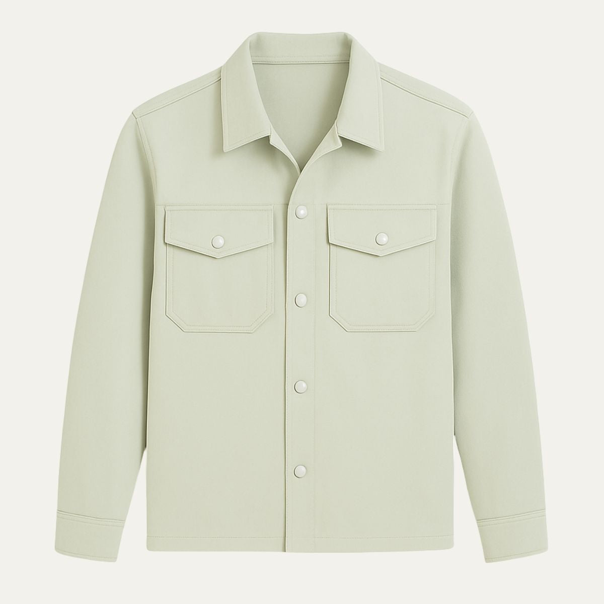 Beau | Men's Casual Overshirt Cream Button Up