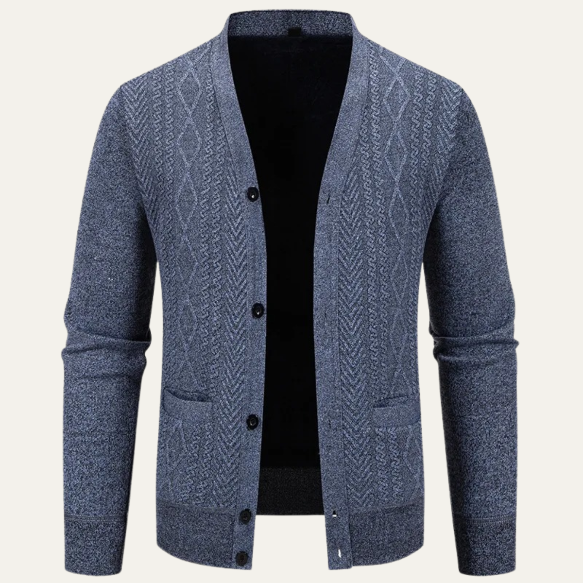 Rhys | Men's Cable Knit Cardigan Navy Button Up Casual