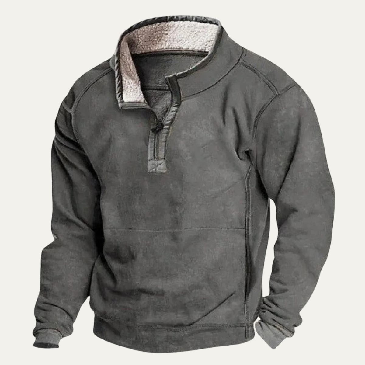 Bram | Men's Quarter Zip Sherpa Sweatshirt Tan Fleece Lined