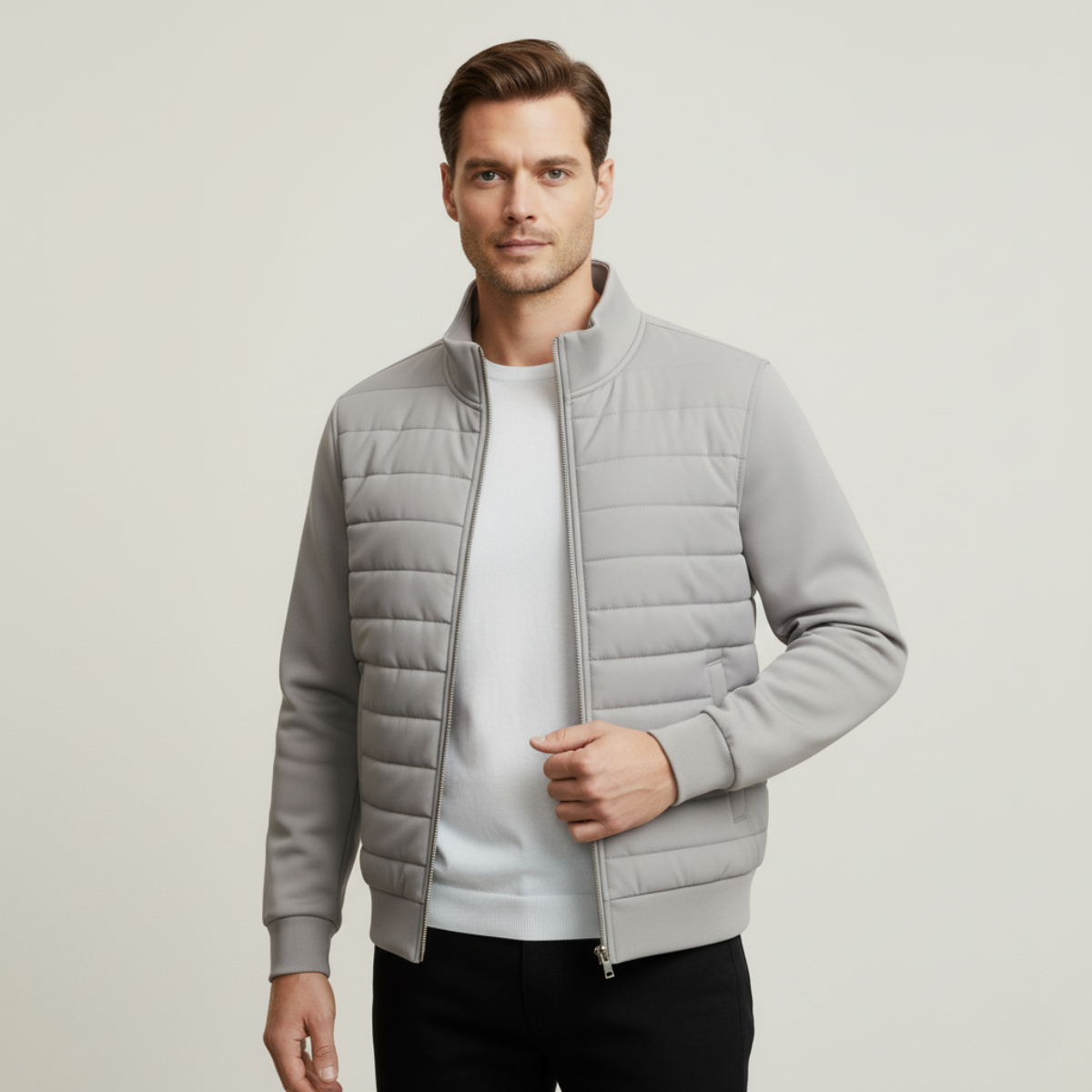 Jude | Men's Quilted Puffer Jacket Navy Zip Up