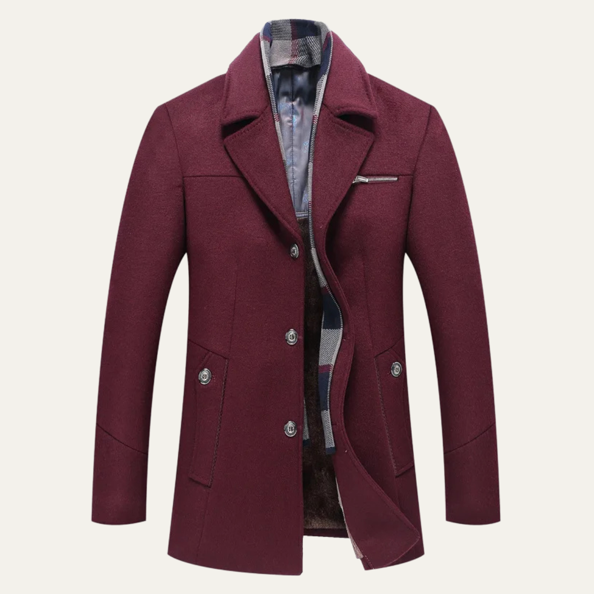 Beau | Men's Smart Casual Wool Blend Overcoat Navy