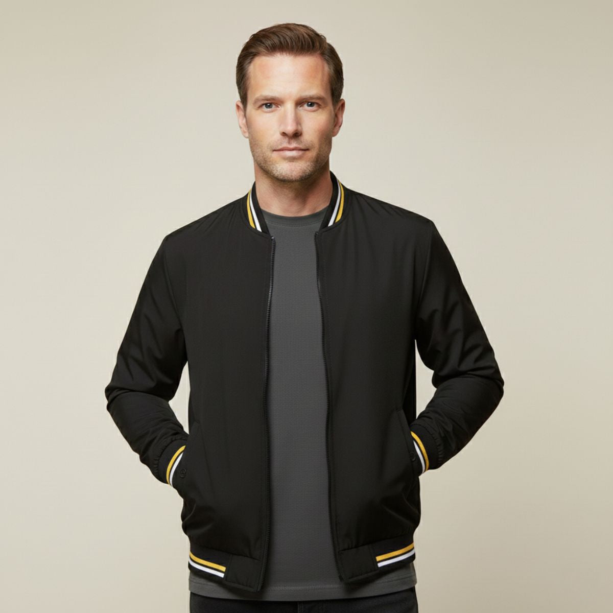 Ines | Men's Lightweight Bomber Jacket Sage Green Zip Up