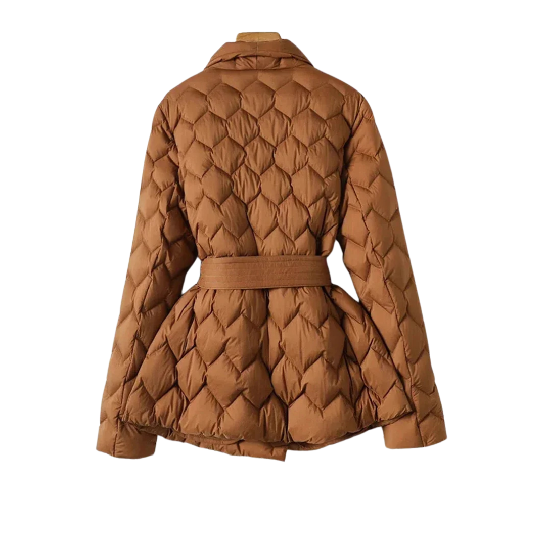 Briar | Women's Quilted Puffer Coat Camel Belted