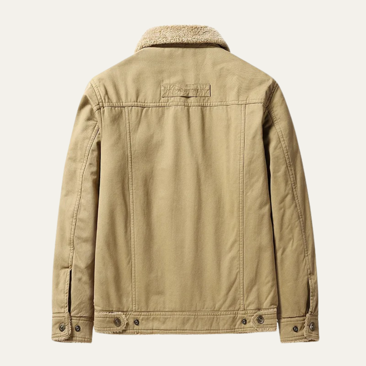 Beau | Men's Sherpa Lined Utility Jacket Beige With Pockets