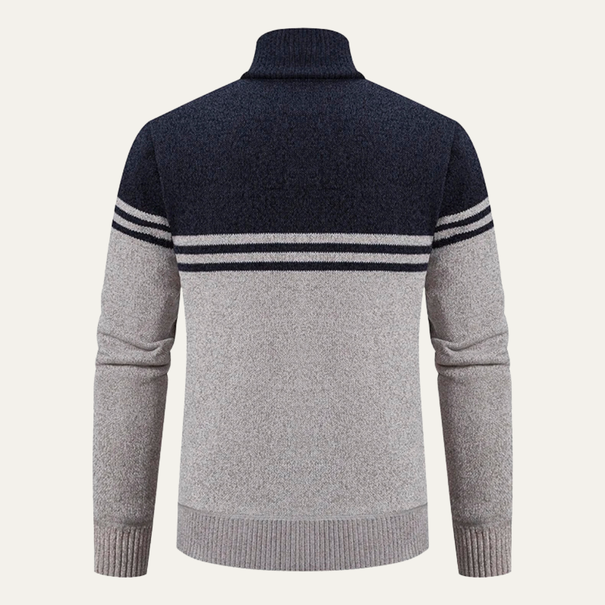 Voss | Men's Striped Zip Up Cardigan Gray Navy
