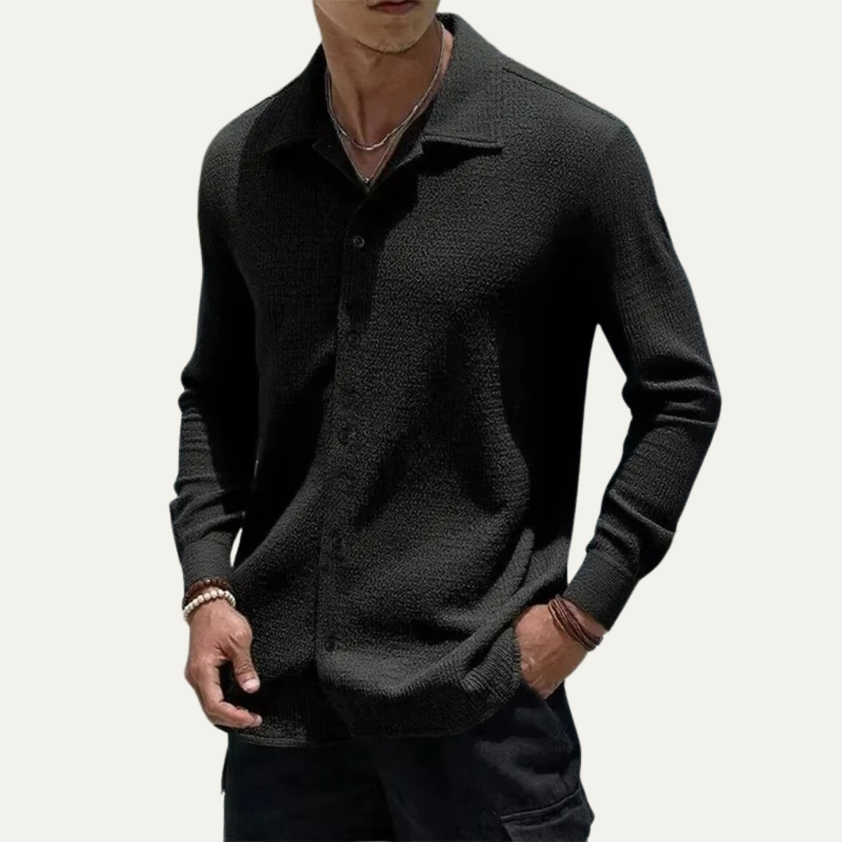 Beau | Men's Textured Button Up Shirt Lilac