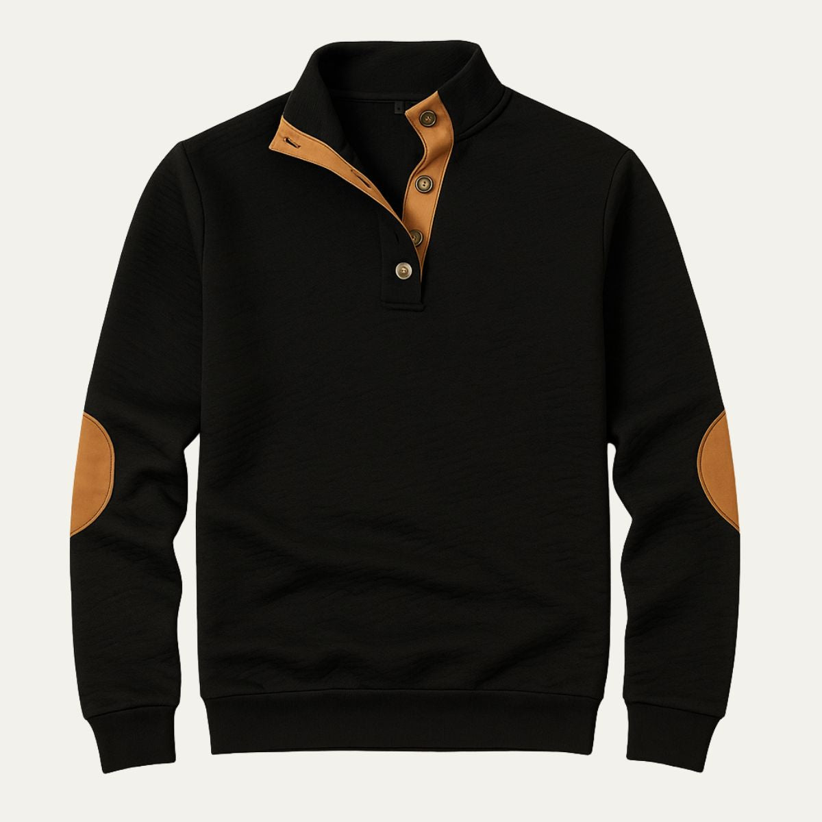 Esme | Men's Quarter Zip Sweater Black Elbow Patch