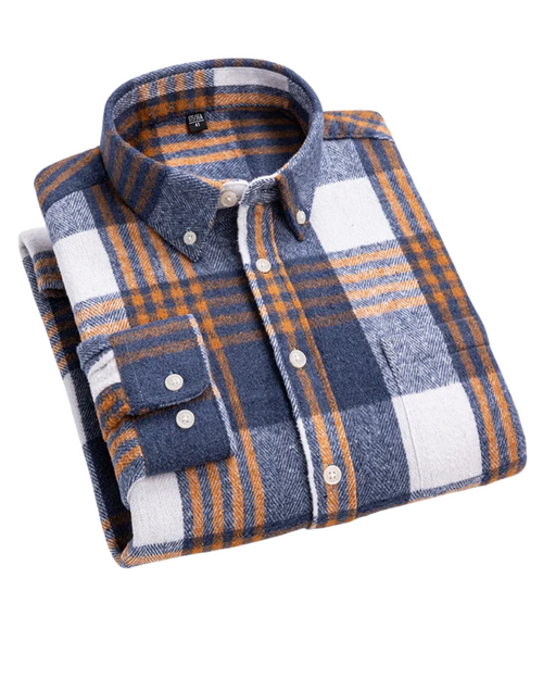 Dama Washington Ash men's plaid button up shirt navy cream - view 2