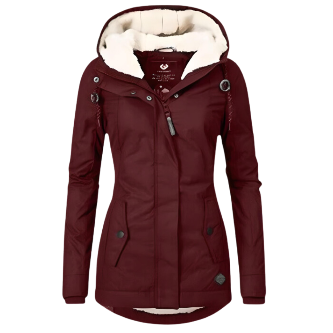 Ivy | Women's Sherpa Lined Puffer Jacket Gray Hooded
