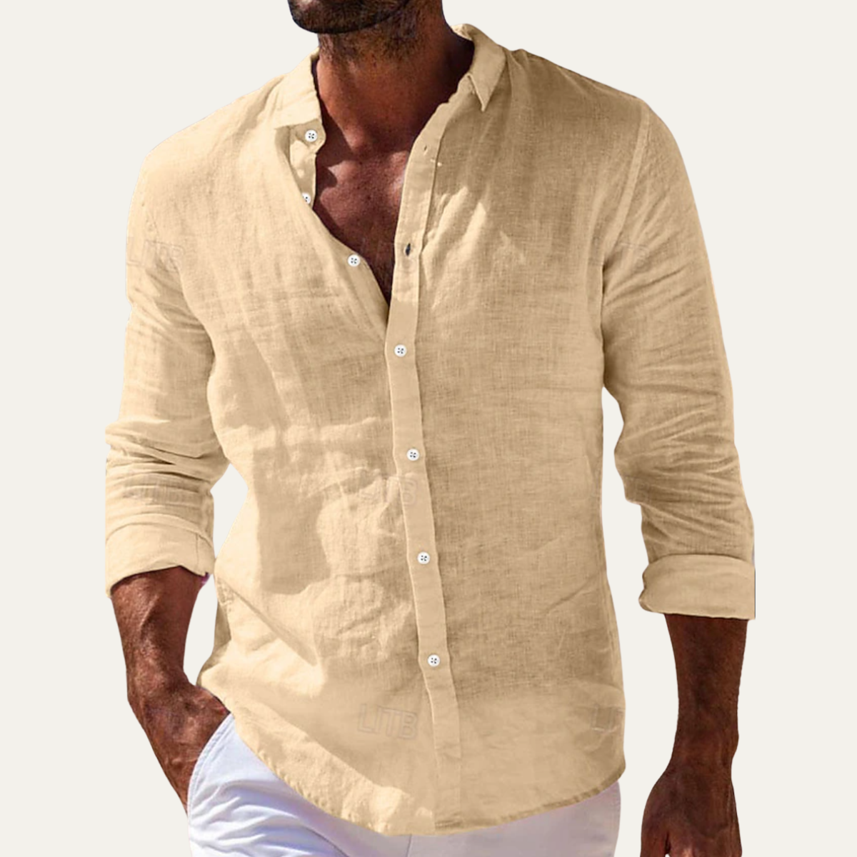 Nash | Men's Linen Button Up Shirt Rose Pink Long Sleeve