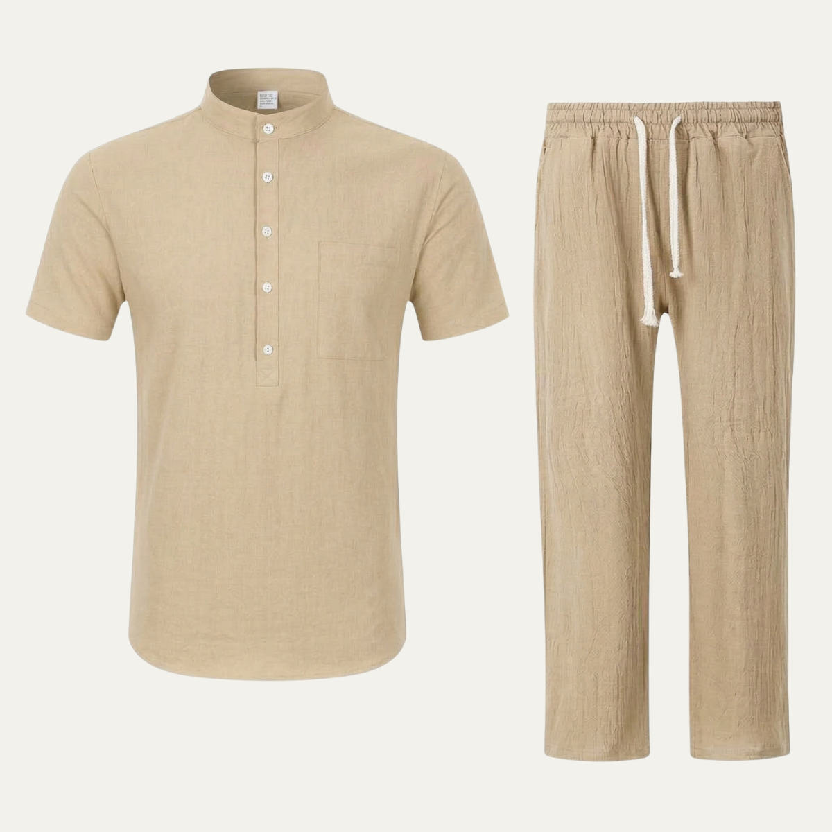 Kai | Men's Linen Lounge Set Black Short Sleeve