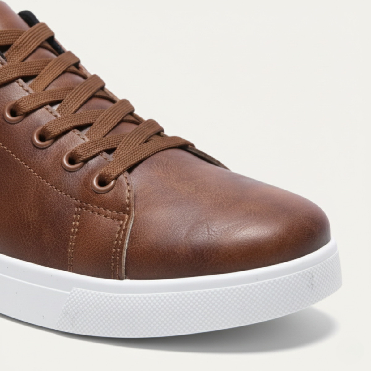 Kael | Men's Leather Low Top Sneaker Brown White Sole