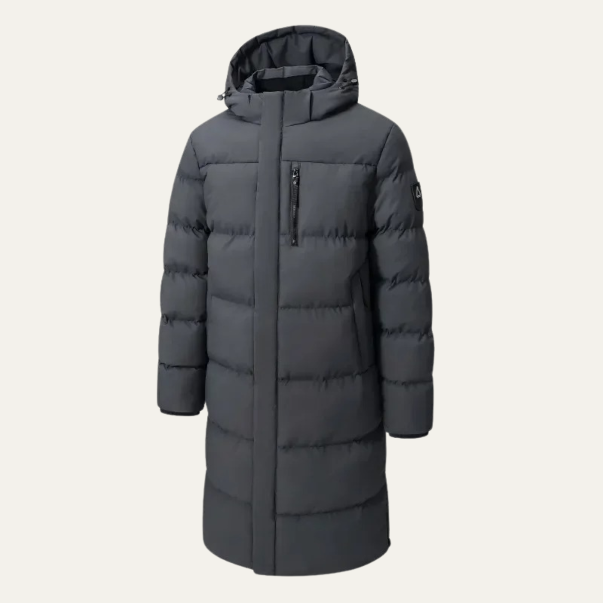 Ashton | Men's Puffer Coat Black Longline Hooded
