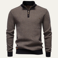 Dama Washington Bram men's quarter zip sweater charcoal gray knit - front view