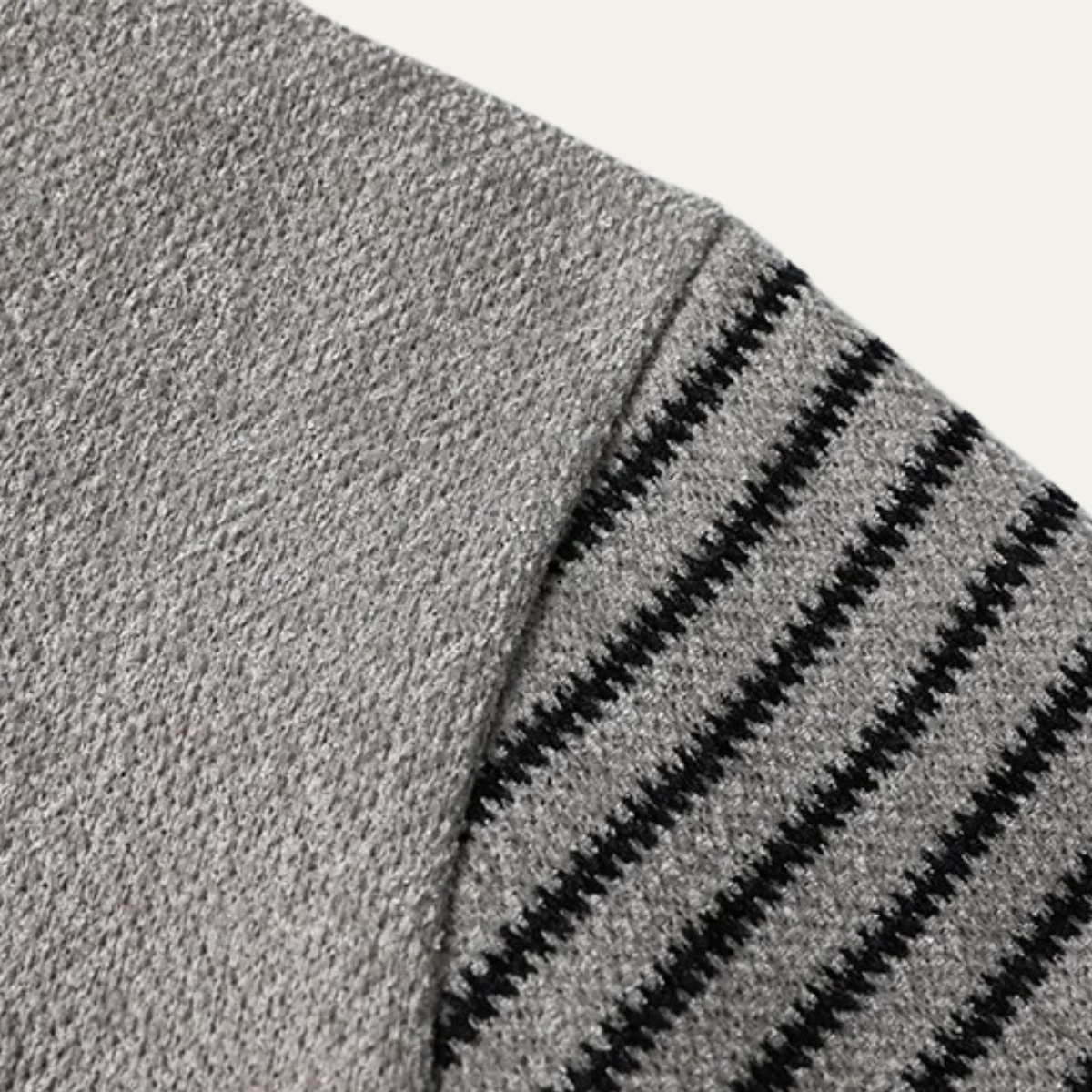 Bram | Men's Crew Neck Sweater Gray Striped Elbow Patch