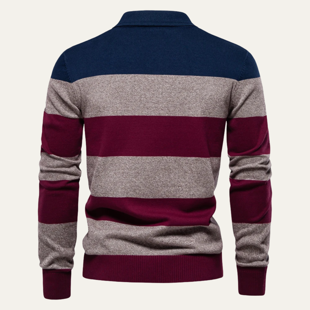 Dama Washington Beau men's striped polo sweater navy gray burgundy - view 6