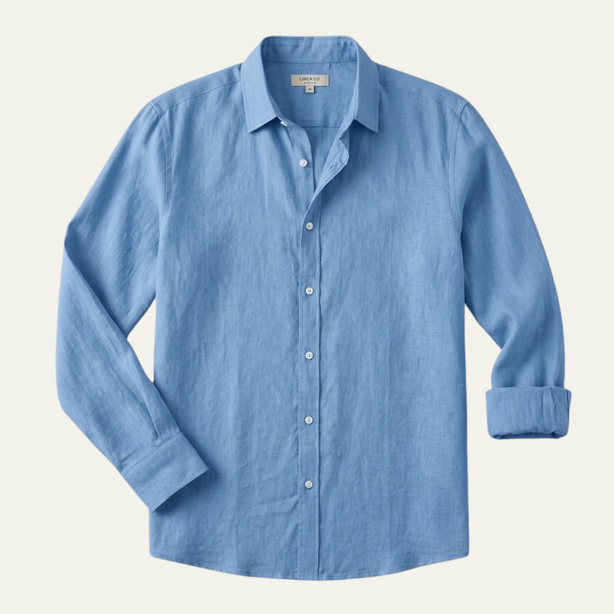 Eli | Men's Linen Shirt Cream Button Up Long Sleeve