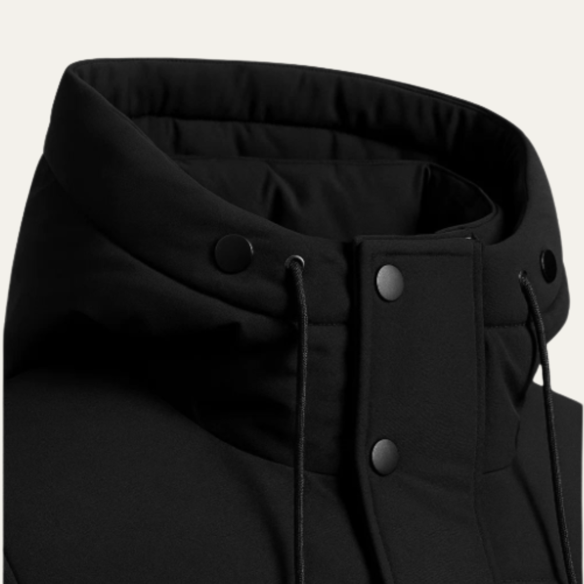 Ezra | Men's Puffer Coat Black Quilted Hooded Long