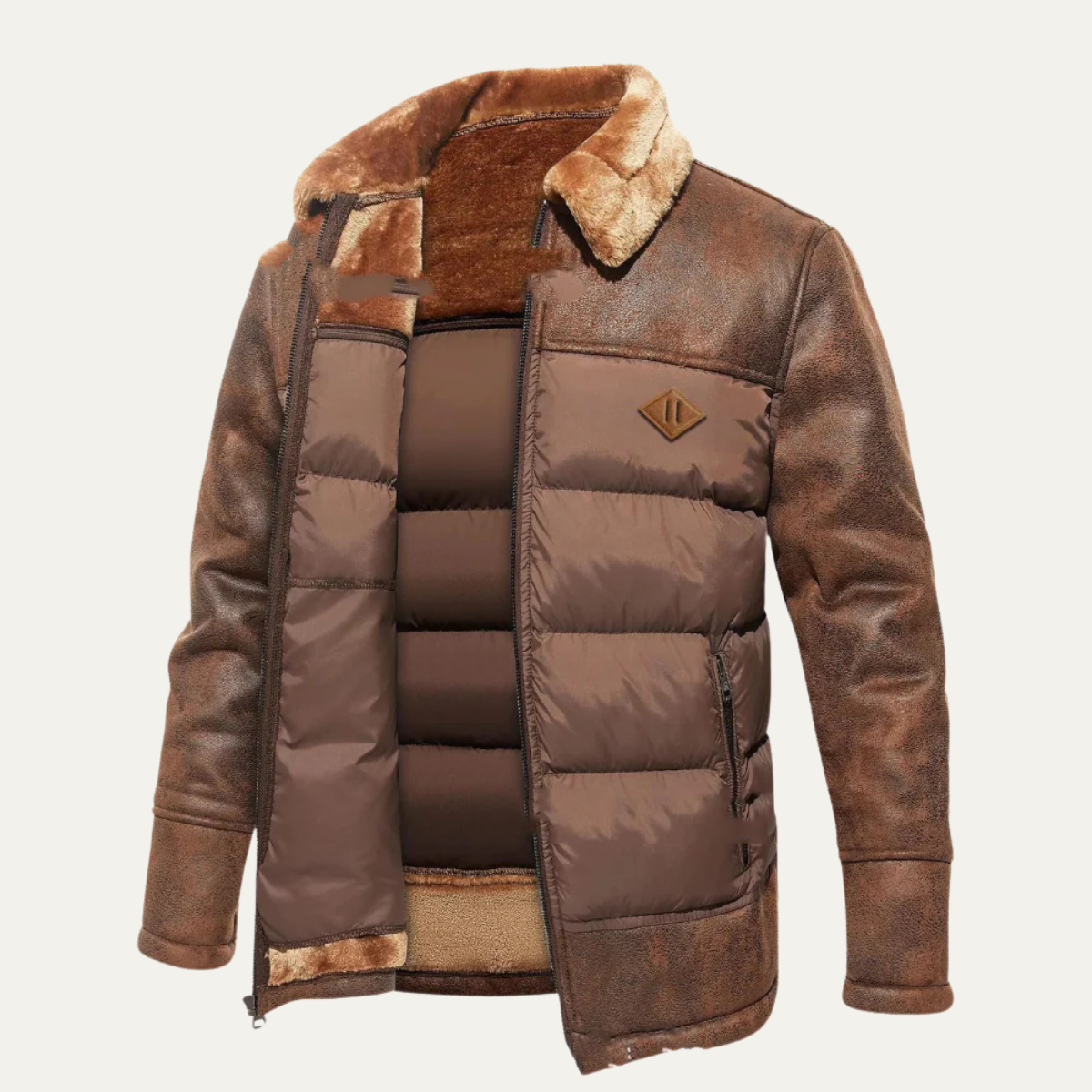 Axel | Men's Sherpa Quilted Puffer Jacket Brown