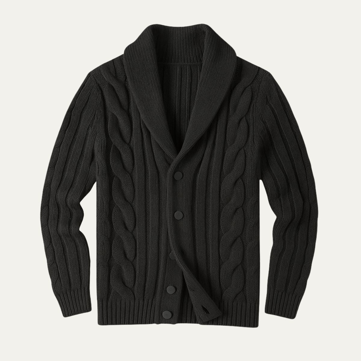 Bram | Men's Cable Knit Cardigan Beige Button Up