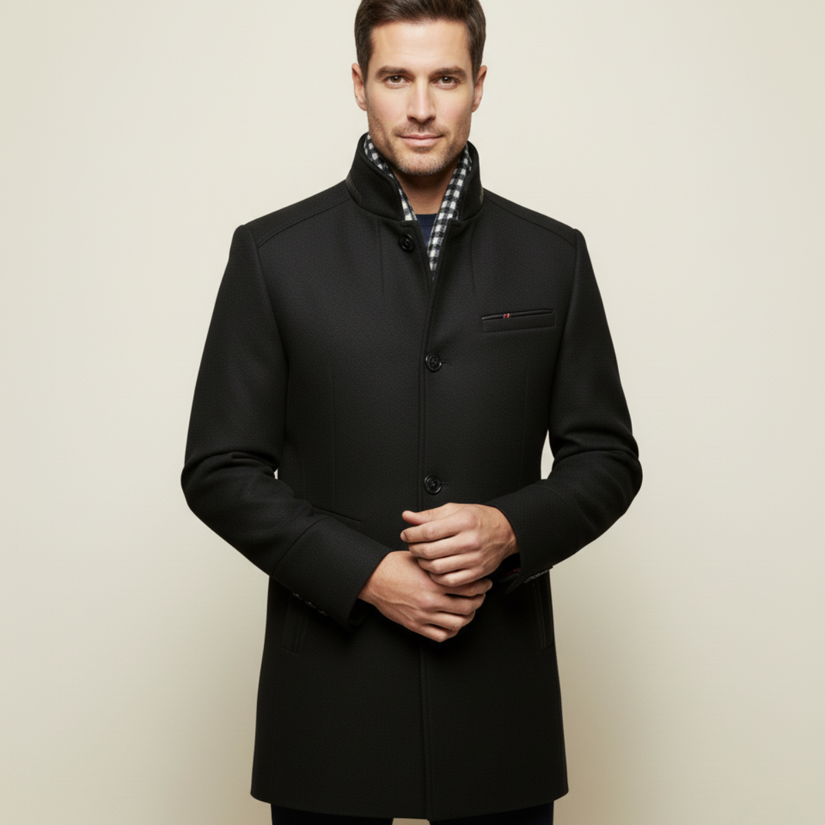 Ash | Men's Smart Casual Wool Overcoat Navy Camel Lined