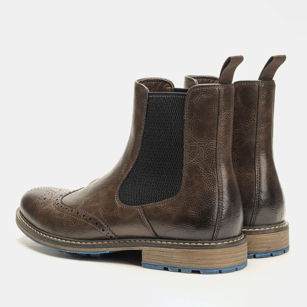 Jasper | Men's Brogue Chelsea Boots Brown Leather
