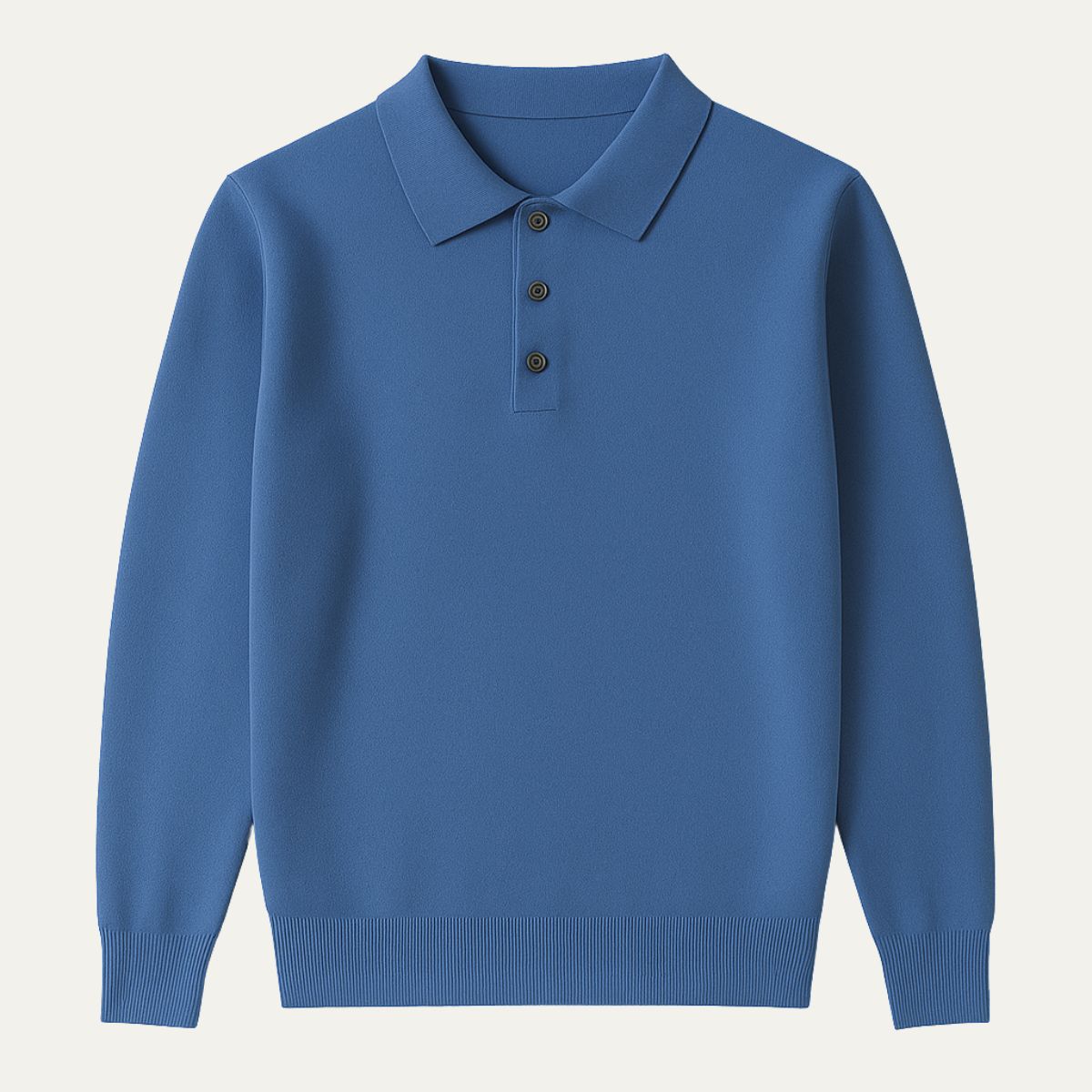 Sable | Men's Knit Polo Sweater Cream Collared
