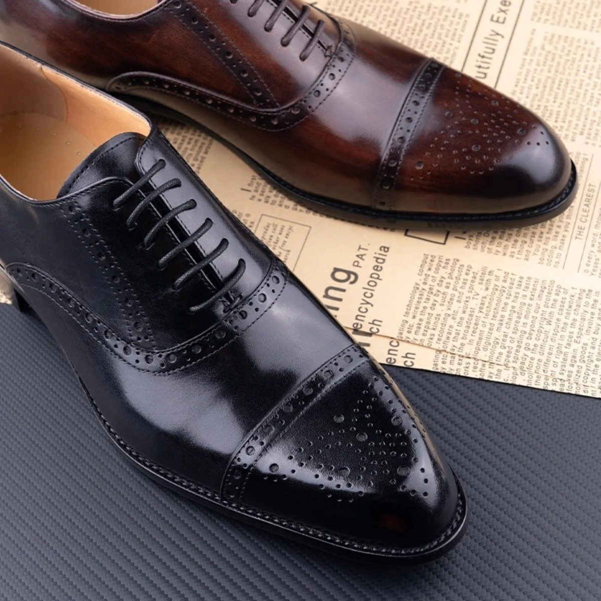 Luca | Men's Brown Leather Oxford Brogue Dress Shoes