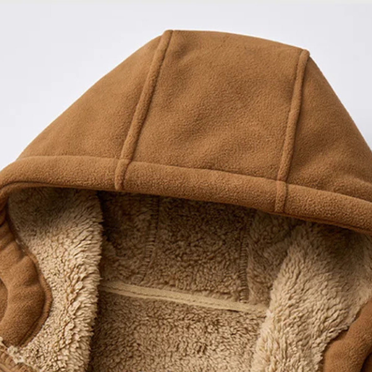 Beau | Men's Sherpa Fleece Zip Up Hoodie Tan