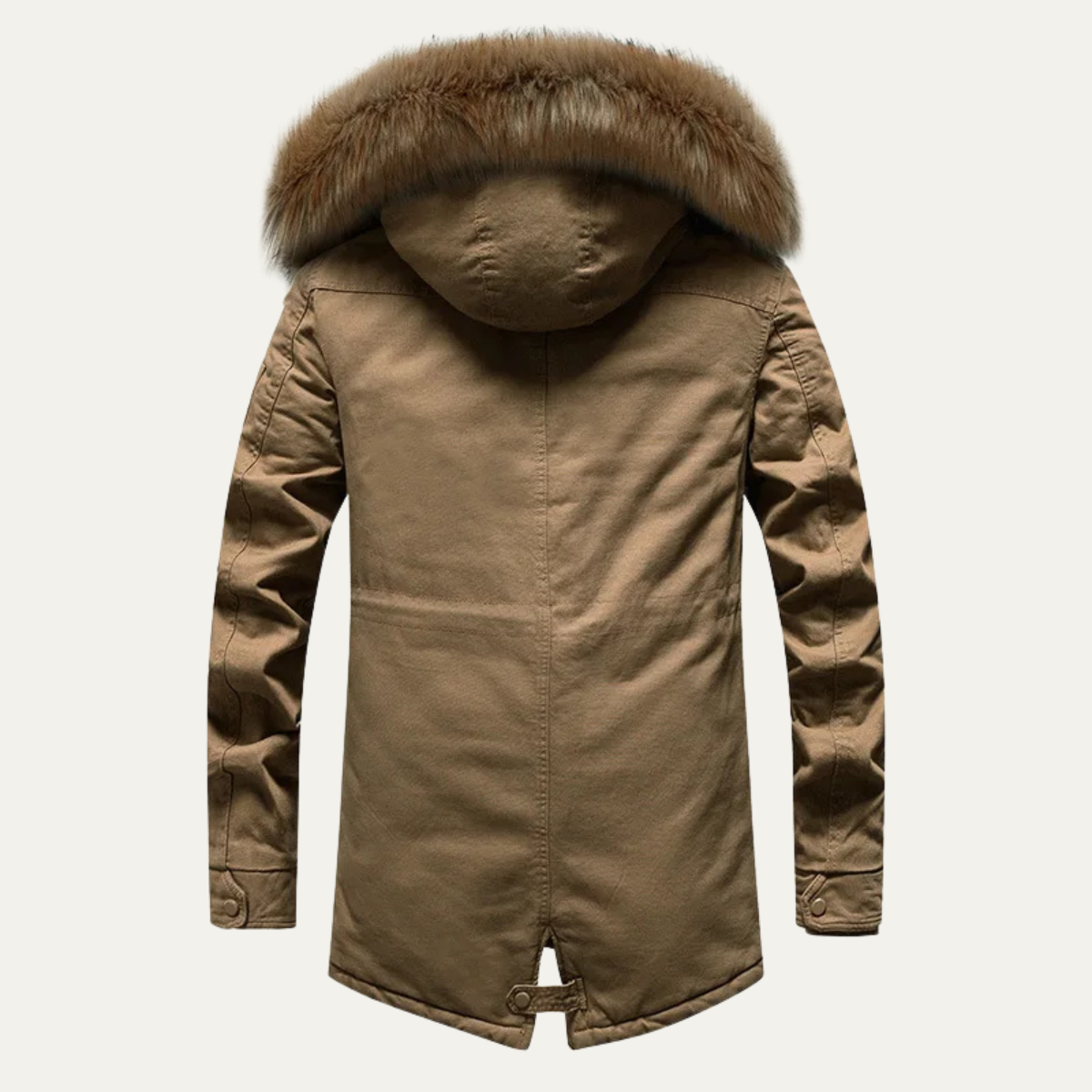 Hale | Men's Long Down Puffer Jacket Beige Fur Hood