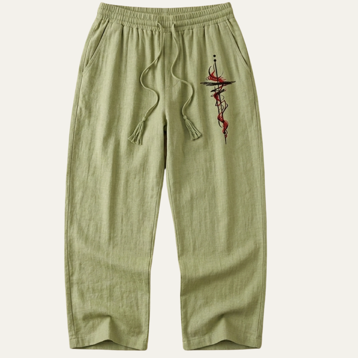 Ash | Men's Linen Pants Light Blue Drawstring Relaxed Fit