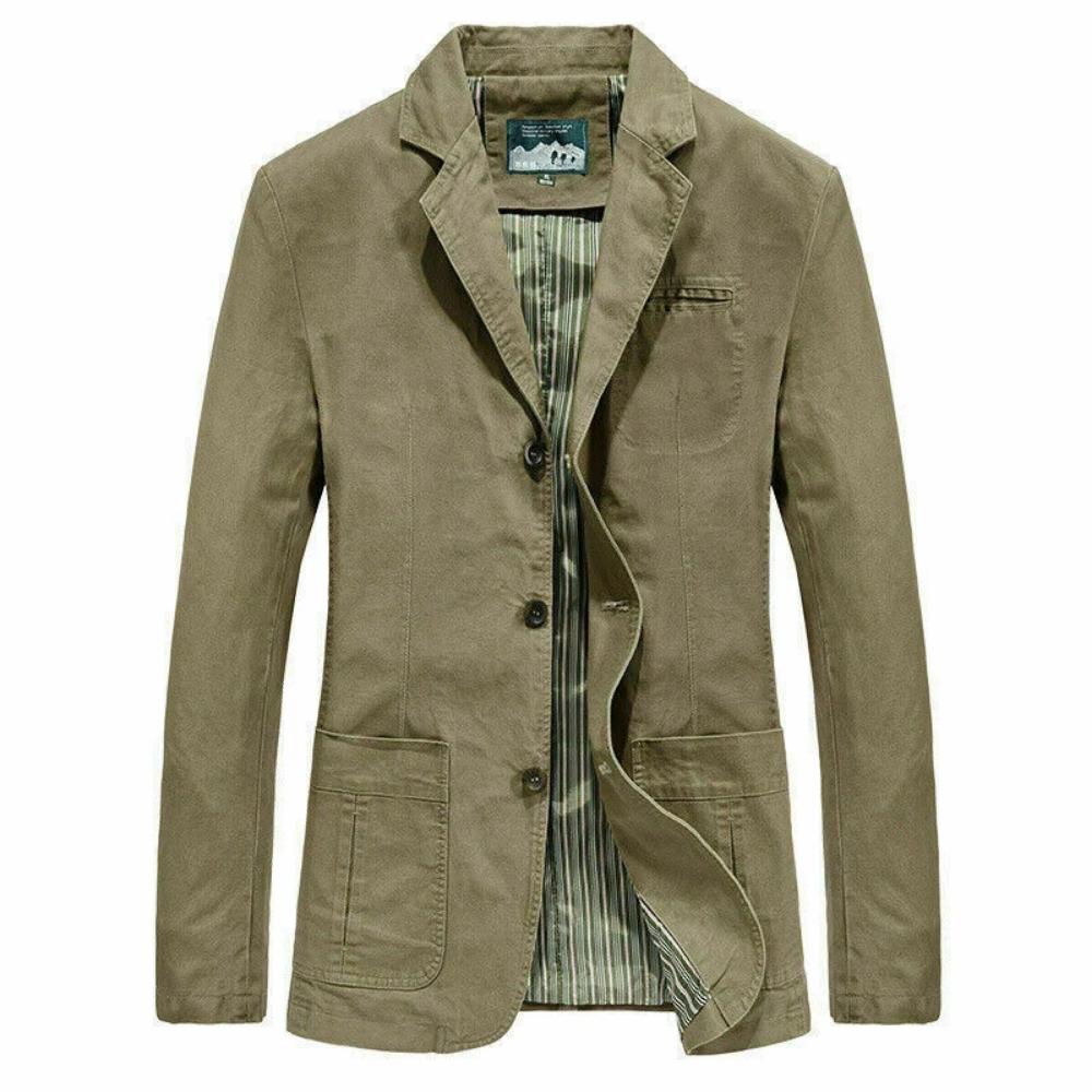 Voss | Men's Casual Lightweight Blazer Beige Cotton