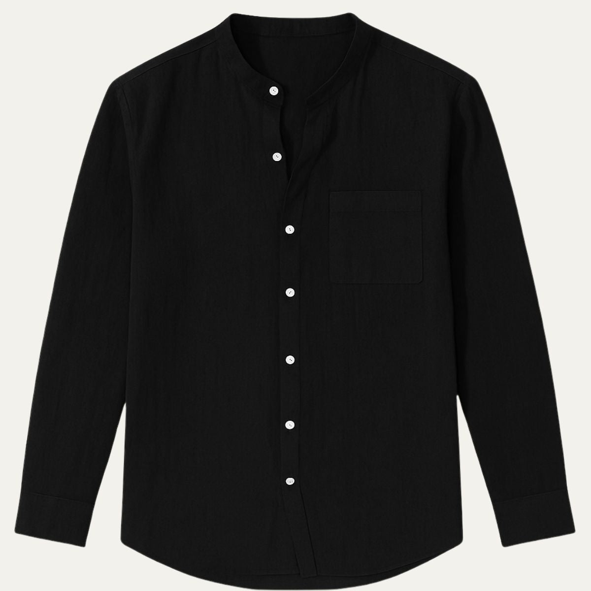 Bram | Men's Linen Shirt Cream Long Sleeve Button Up