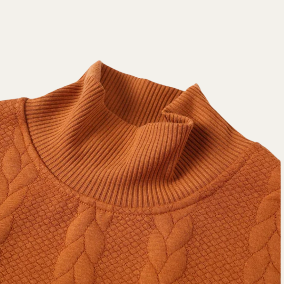 Bram | Men's Cable Knit Turtleneck Sweater Orange