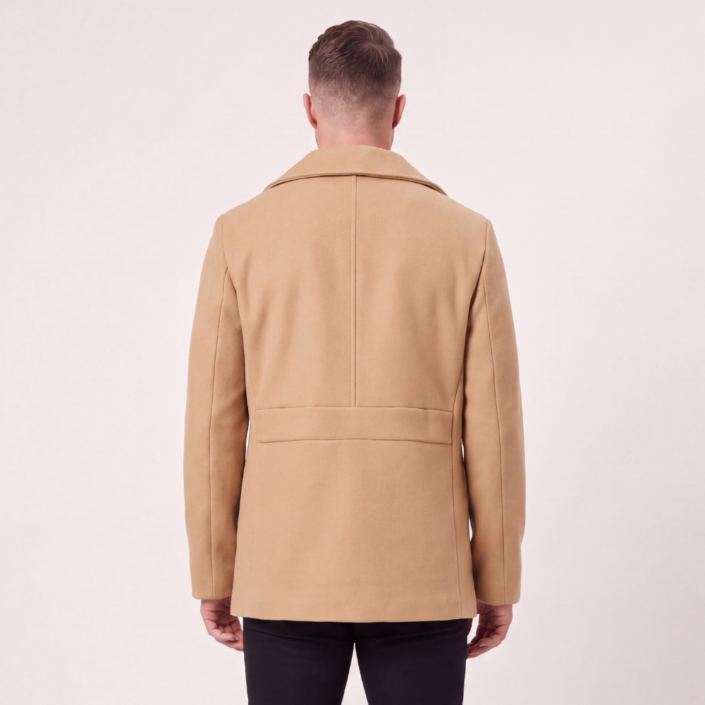 Rhys | Men's Double Breasted Wool Pea Coat Navy