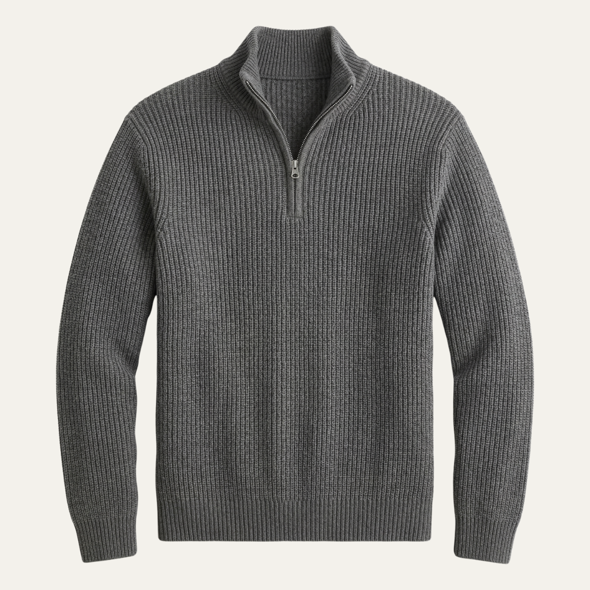 Bram | Men's Quarter Zip Sweater Black Ribbed Knit