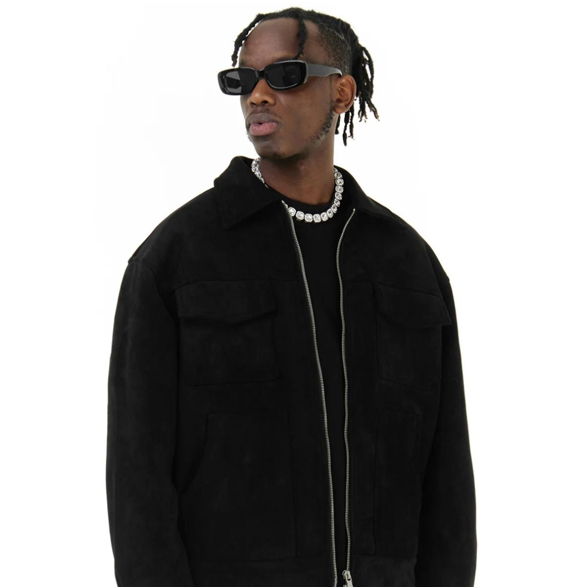 Axel | Men's Casual Suede Utility Jacket Black