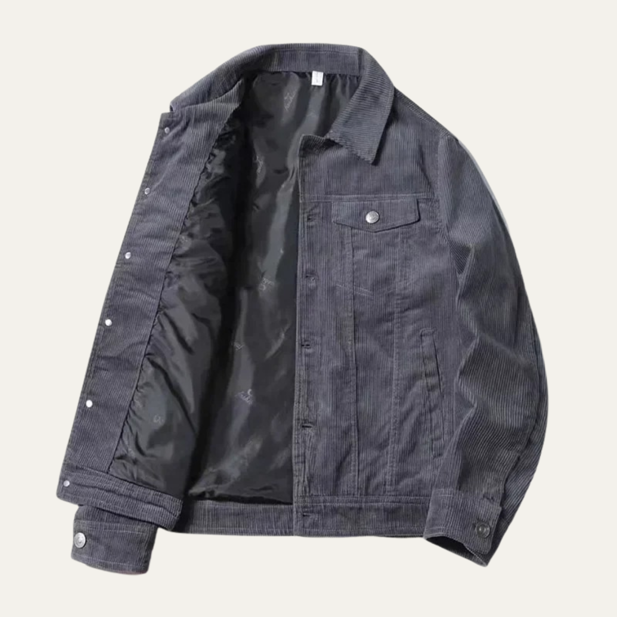 Dama Washington Ash men's vintage corduroy jacket charcoal button up - view 5