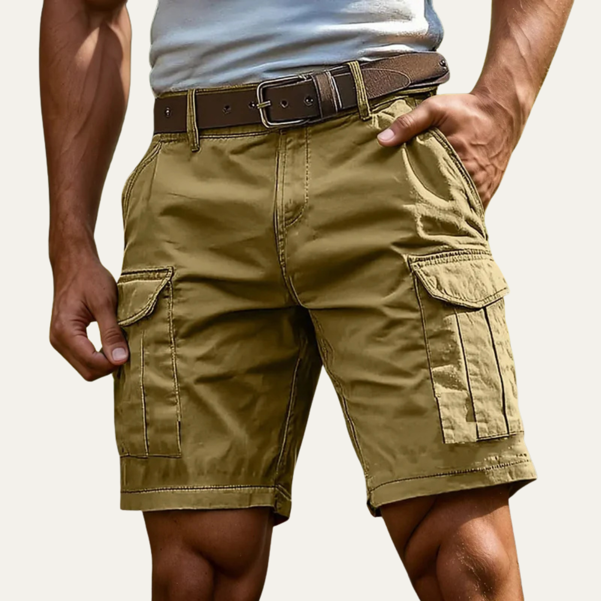 Kai | Men's Cargo Shorts Brown Utility Pockets