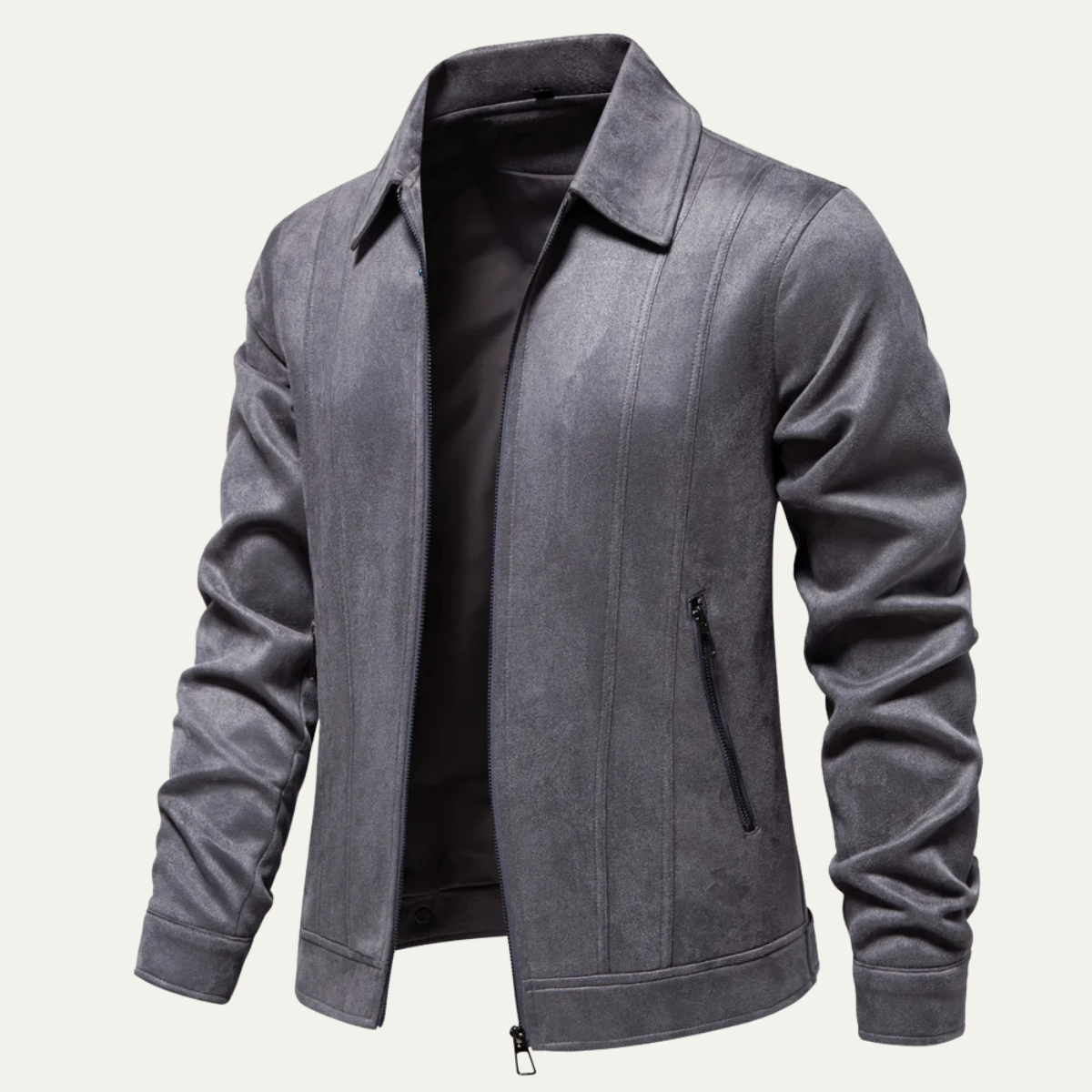 Voss | Men's Casual Zip Up Jacket Camel Wool Blend