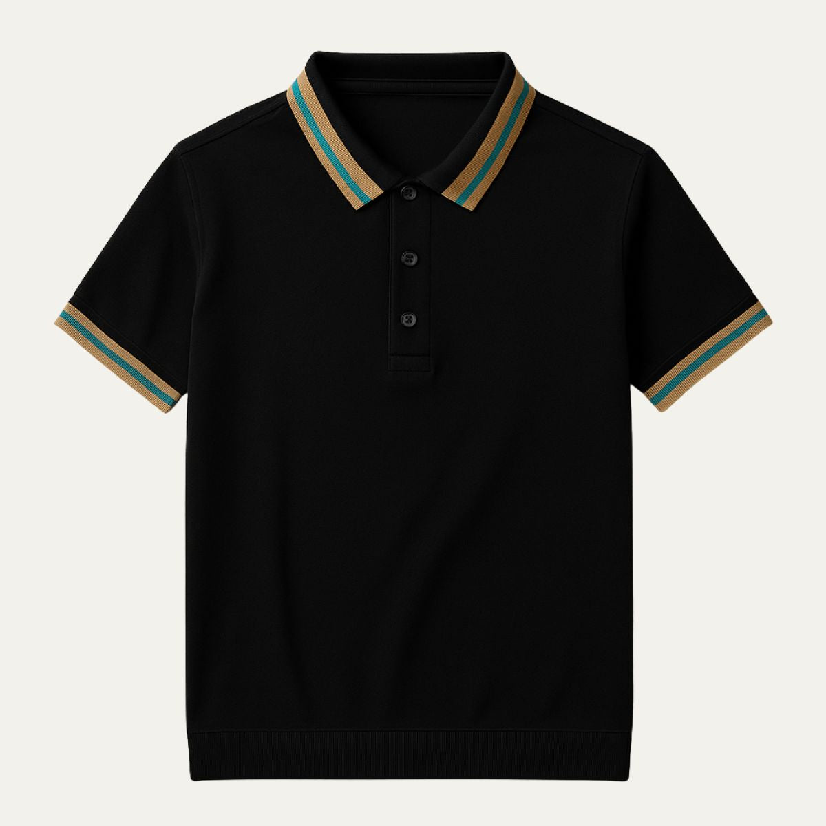 Thea | Men's Striped Polo Shirt White Teal