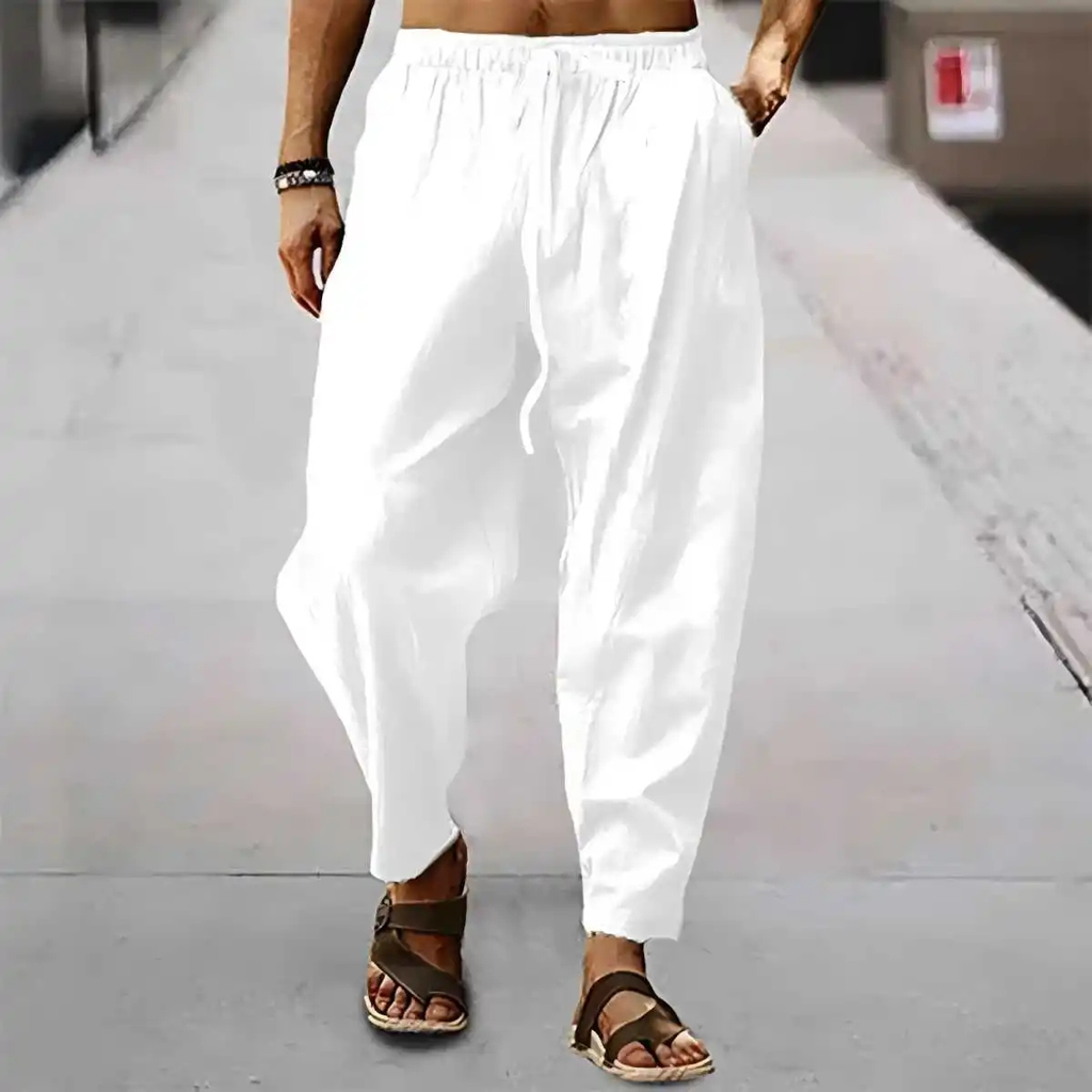 Dama Washington Kai men's relaxed linen pants beige wide leg - view 2