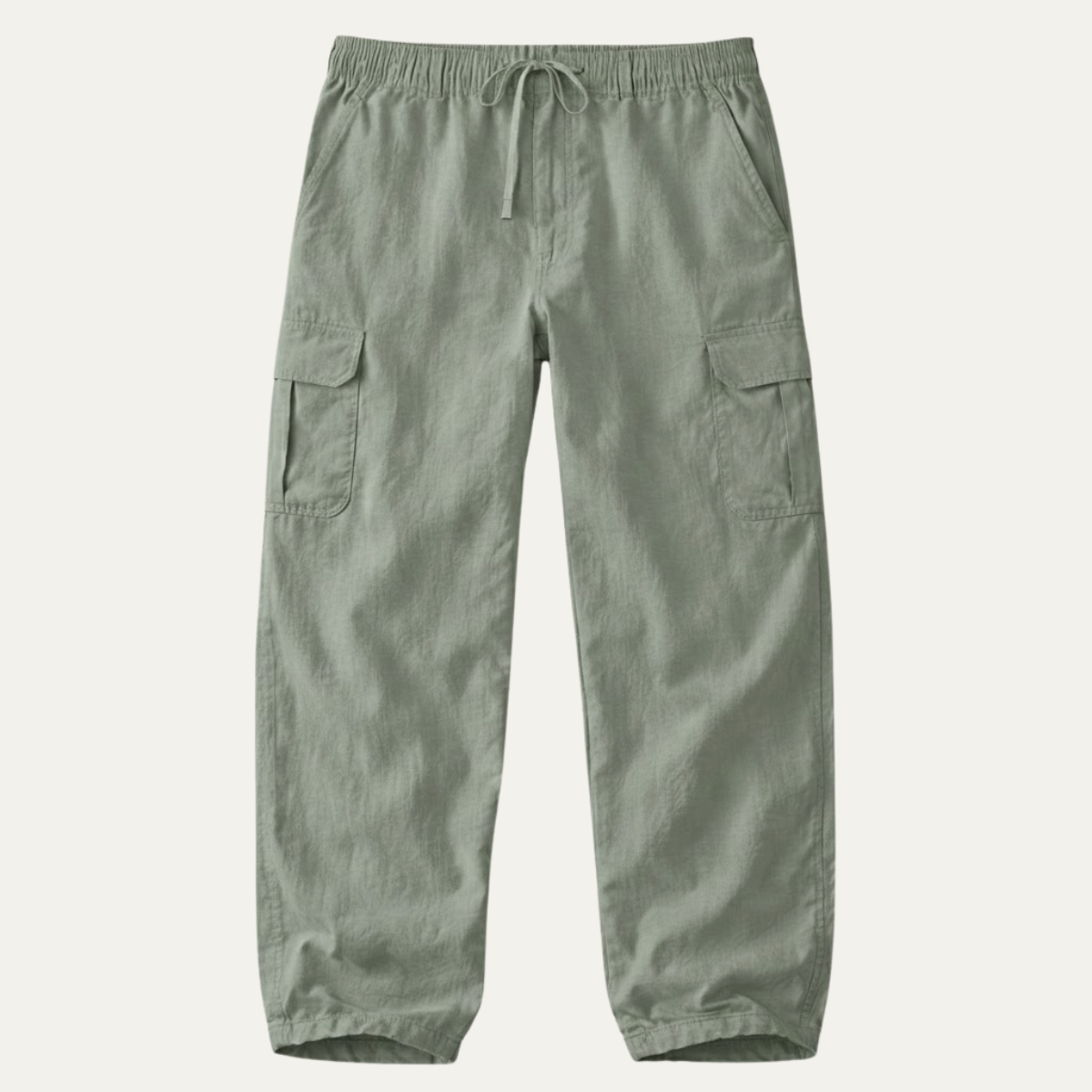 Cade | Men's Casual Linen Cargo Pants Cream Relaxed Fit