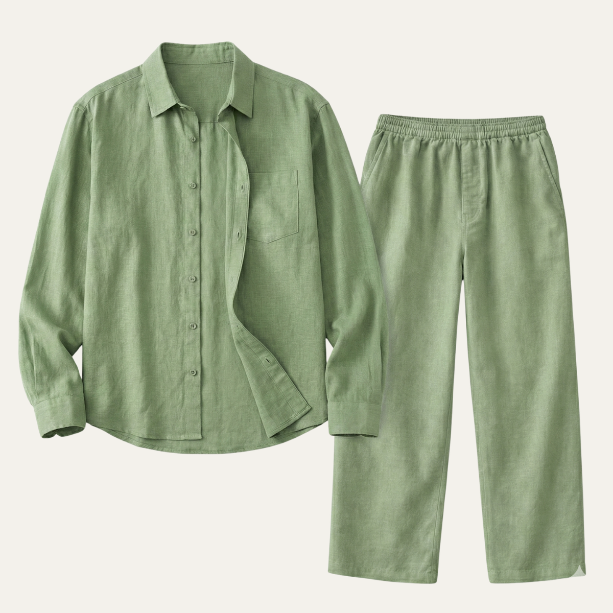 Rowan | Men's Linen Set Cream Oversized Shirt Pants