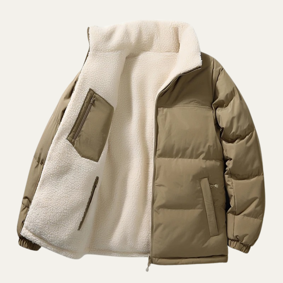 Axel | Men's Sherpa Lined Puffer Jacket Cream