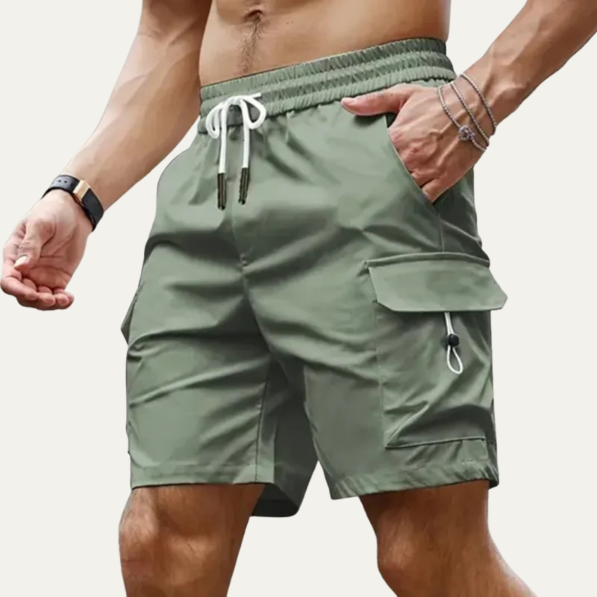 Max | Men's Cargo Shorts Gray Utility Drawstring