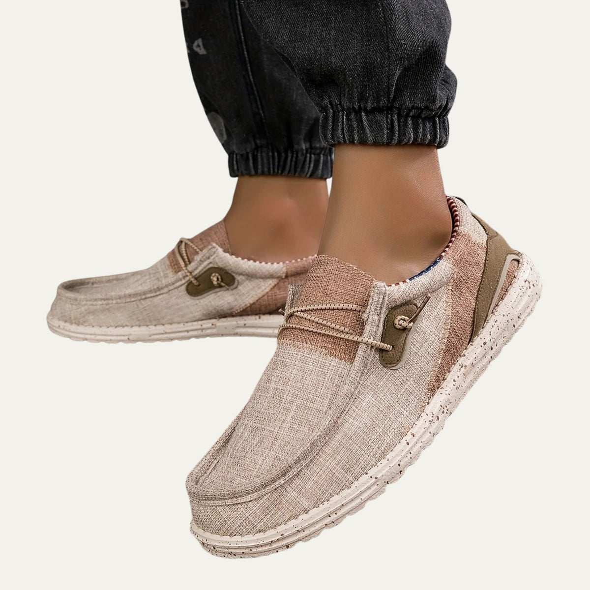 Dama Washington Faye women's canvas loafer mule cream comfort slip on - front view