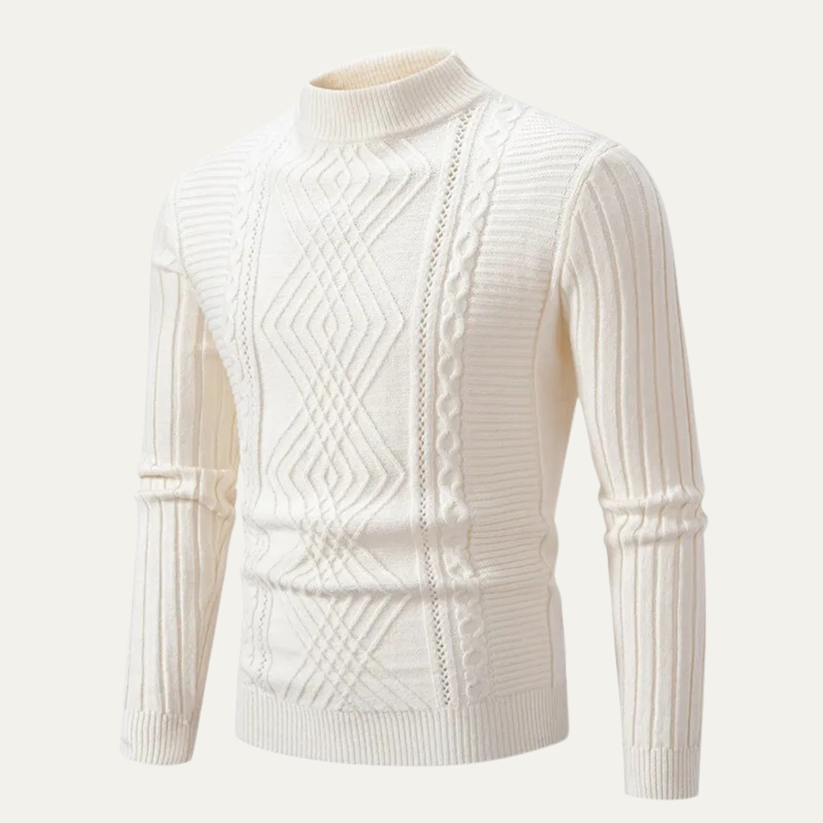 Jude | Men's Mock Neck Cable Knit Sweater Black